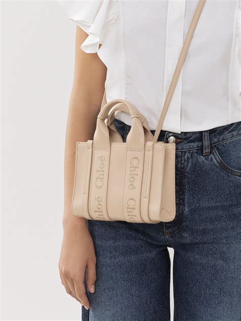 chloe mini c|chloe small woody tote bag.